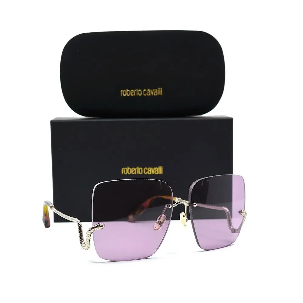 NEW ROBERTO CAVALLI SRC061 0594 SILVER VIOLET LENS AUTHENTIC SUNGLASSES - Picture 2 of 13